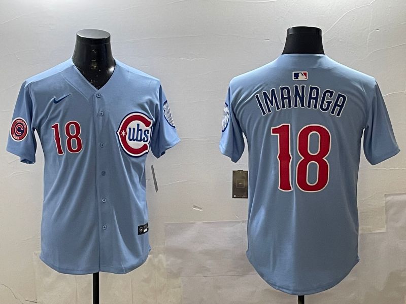 Men Chicago Cubs #18 Imanaga Light Blue Throwback 2025 Nike MLB Jersey style 9->arizona diamondback->MLB Jersey